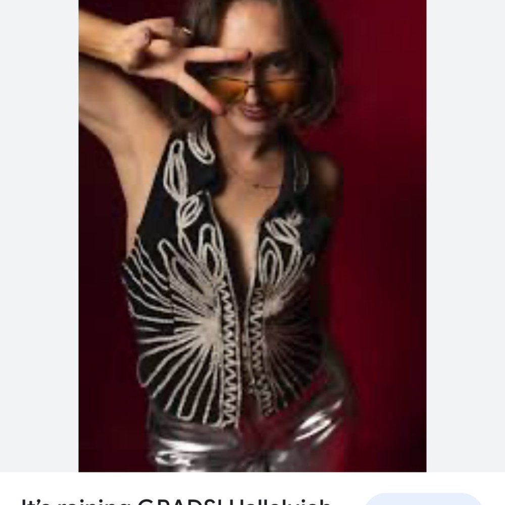 Free People Black and White Vest